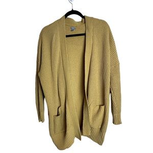 Aerie Oversized Open Front Knit Cardigan in Mustard Yellow Women’s Size Small